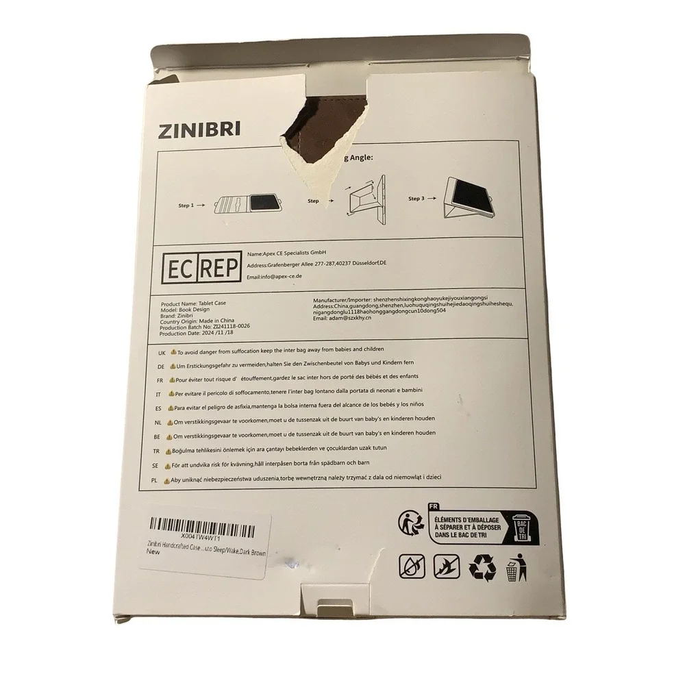 Zinibri Folio Tablet Case Brown For Apple iPad 10.9 A16 / iPad 10th Gen NEW